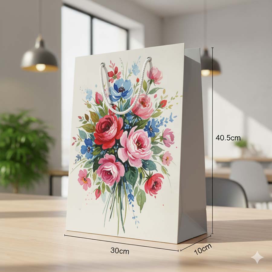 ساک دستی گلاسه ، ارتفاع 40/5 عرض 30 عطف 10